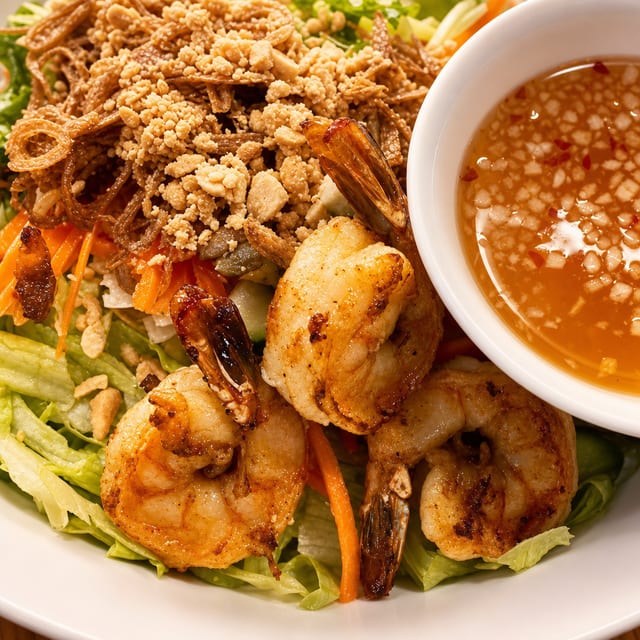 V11 Shrimp, Pork, Egg Roll Vermicelli Noodle Salad.